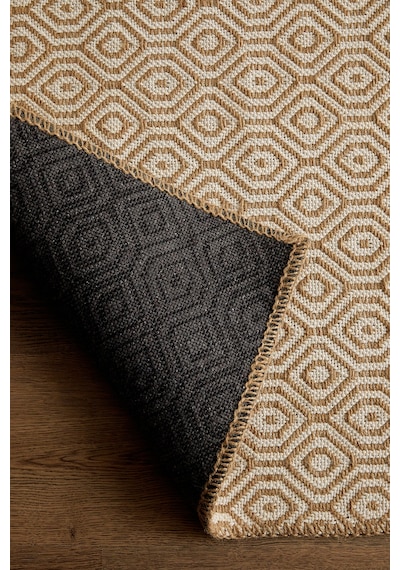 Ocean Home Textile Ekru Renk Karo Desenli Jüt Halı Kilim 120 X 180 Cm
