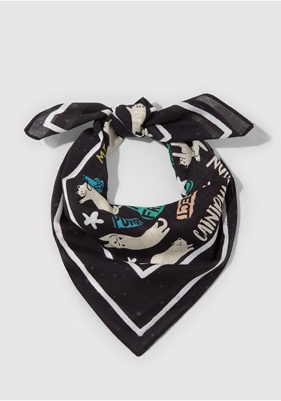 Mavi - Kedi Baskılı Bandana 1913765-900 Siyah