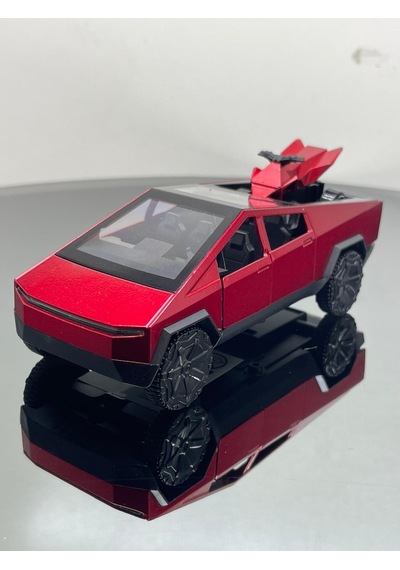 Tesla Cyber Truck 1:32 Ölçek Metal Çek Bırak 12 Cm Oyuncak Araba - Kırmızı