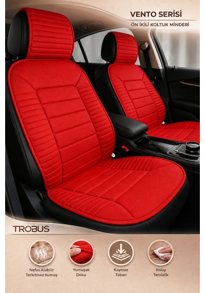 Honda Civic 2012-2015 Üniversal Vento Serisi 2 Parça Ön Oto Koltuk Minderi Kırmızı