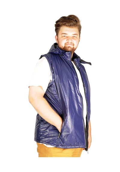 Mode Xl Büyük Beden Erkek Yelek Basic Kapşon Thin 21610 Lacivert 001