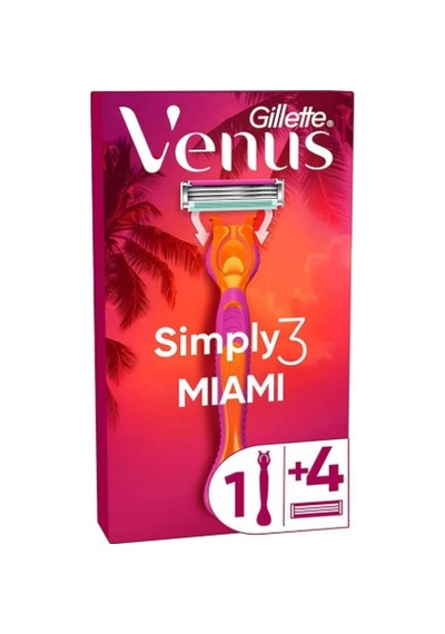 Gillette Venüs Simply 3 Miami Makine + 4 Yedek Bıçak 16'li Paket