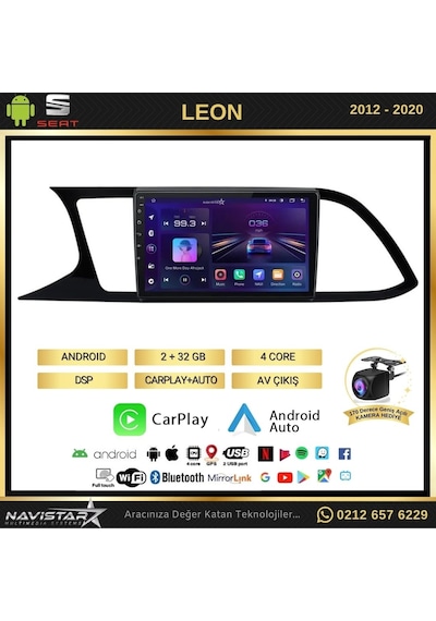 Seat Leon 2+32gb Kablosuz Carplay 2012-2020 Android 13 Navigasyo