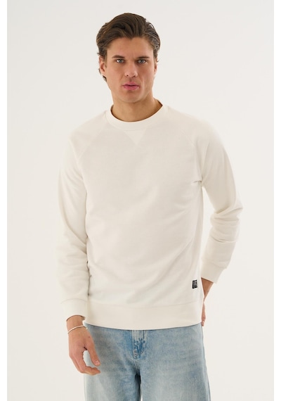 Alexander Gardi Bisiklet Yaka Basic Sweatshirt Beyaz