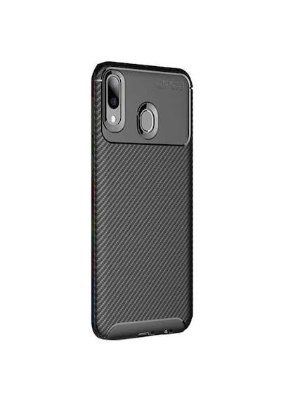 Huawei Y7 Prime 2019 Karbon Desenli Negro Silikon Kılıf Siyah