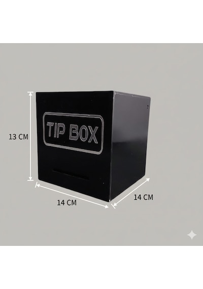 Kilitli Pleksi Masa Üstü Tip Box Bahşiş Kutusu Siyah 14x14xh13 Cm 1