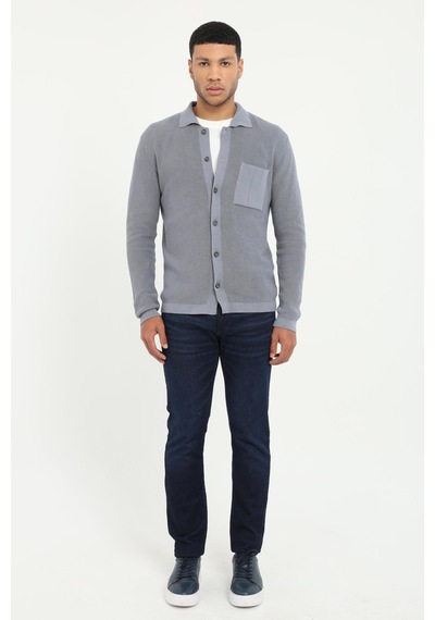 Dufy Erkek Regular Fit Polo Yaka Gri Hırka-19546