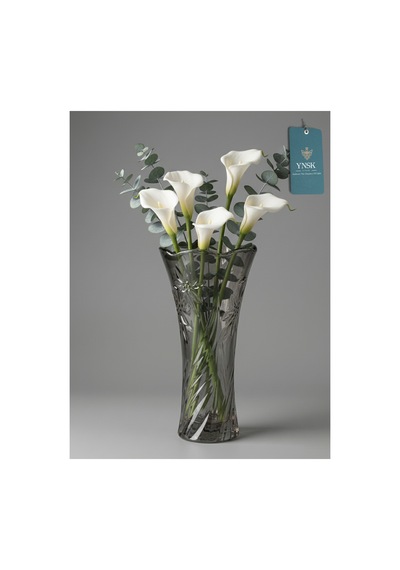 Chacha Home Luxury Irıs Cam Vazo, Masa Dekorasyonu Çiçeklik, Aranjman 22 Cm Füme