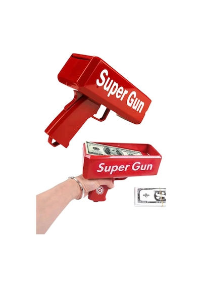 Kırmızı Parti Oyuncağı Para Saçma Fırlatma Tabancası Makinesi Super Money 1