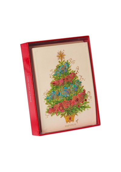 Kutuda Noel Kartları, Noel Süslemeli Noel Ağacı 12 Adet