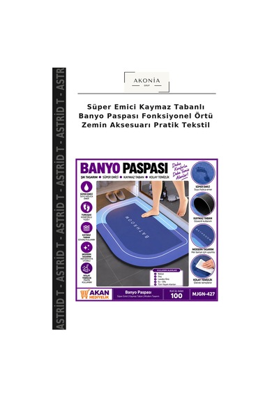 Süper Emici Kaymaz Tabanlı Banyo Paspası Fonksiyonel Örtü Zemin Aksesuarı Pratik Tekstil Çok Renkli