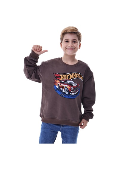 Kahverengi Erkek Çocuk Baskılı Sweatshirt Kahverengi