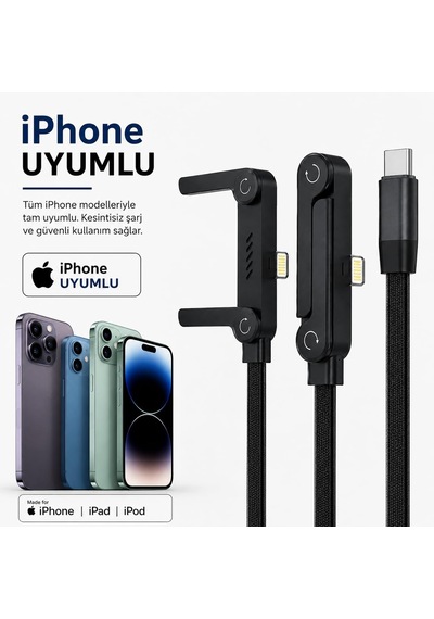 Armor Series Hp-alc01 27w Hızlı Şarj Kablosu - 1.5m Entegre Telefon Standlı Ve 90 Açılı Lightning Şarj/veri Kablosu Dayanıklı Örgülü Yapı