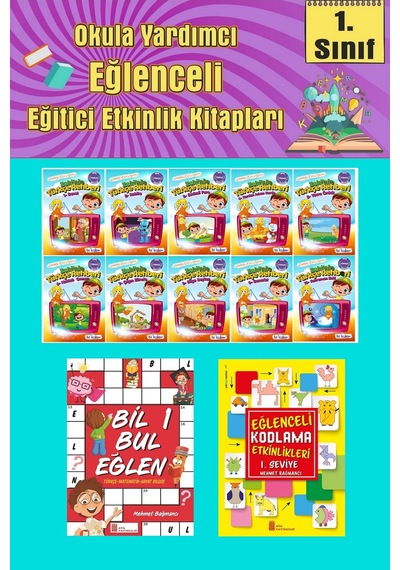 1.sınıflar İçin Okumayı Sevdiren 10 Lu Hikaye Seti -bil Bul Eğlen-kodlama 12 Okulda Evde Tatilde