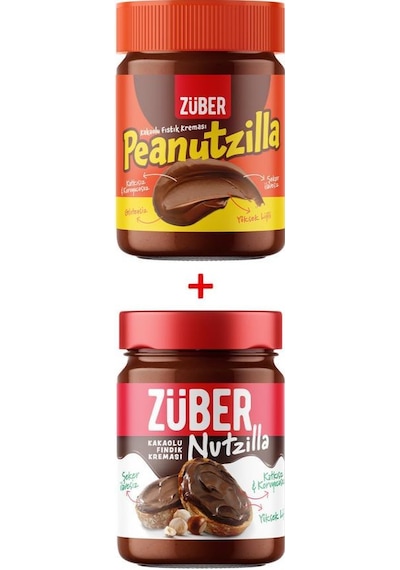 Züber Peanutzilla Kakaolu Fıstık Kreması 315 G + Nutzilla Fındık Kreması 315 G