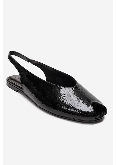 Luvishoes Serına Siyah Kırışık Rugan Kadın Sandalet