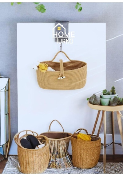 Home Turko Klasik Jüt Asma Depolama Sepeti, Oturma Odası/mutfak/banyo Düzenleyici Atıştırmalıklar, Oyuncaklar. Be