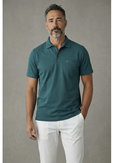 Erkek Yakalı Cepli Pike Lacoste Kumaş Koyu Yeşil Baba Tshirt