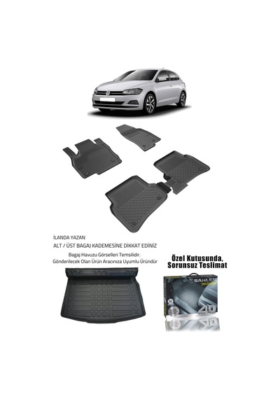 Sahler Vw Polo 2017-2025 Uyumlu 4.5d Premium Havuzlu Oto Paspas Ve Liner Marka 3d Alt Bagaj Havuzu