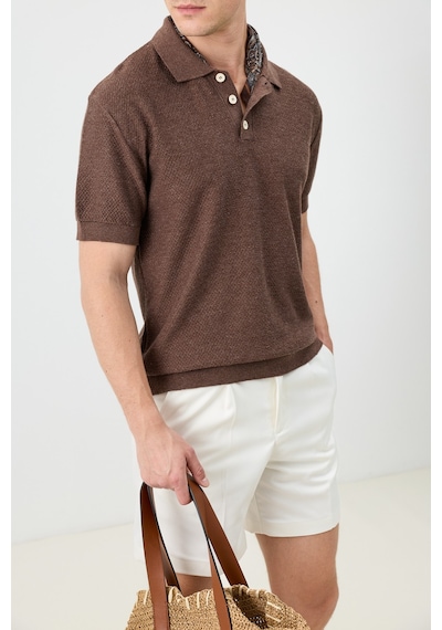 Antioch Dokulu Polo Yaka Triko Erkek T-shirt Kahverengi