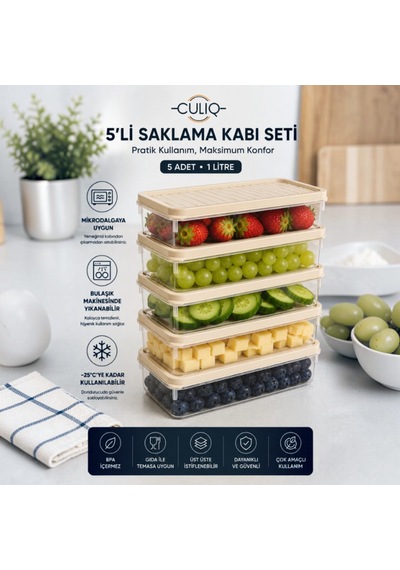 5'li Saklama Kabı Seti İle Mutfağınızda Düzeni Ve Pratikliği Bir Araya Getirin. Bej
