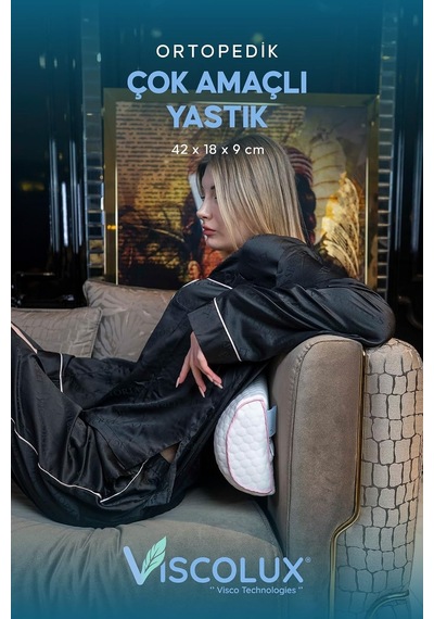 Çok Amaçlı Ortopedik Visco Yastık - Horlama Yastığı Hamile Yastığı Pembe 42x18x9, Pembe Genel