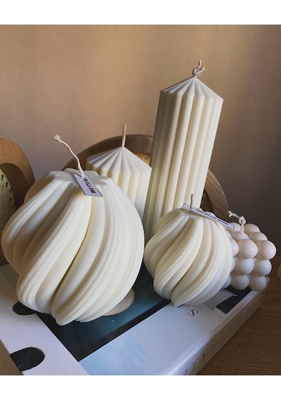 5'li Doğal Dekoratif Mum Seti %100 Soya Wax