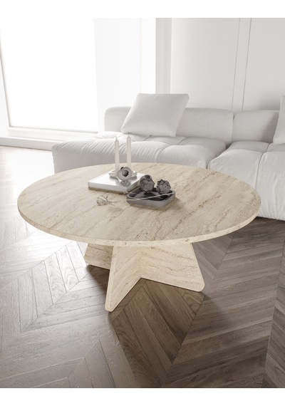 Mush 90cm Orta Sehpa Traverten Desenli - Tamamı Mdf