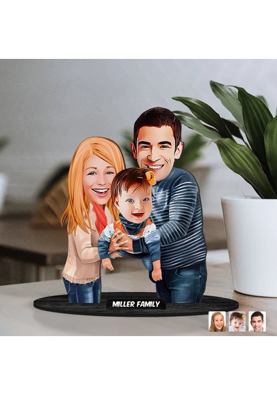 Kişiye Özel Aile Karikatürlü Ahşap Biblo Model-21 Babaya Hediye, Anneye Hediye, Ev Hediyesi Kobitmeyen138329 Bk Gift