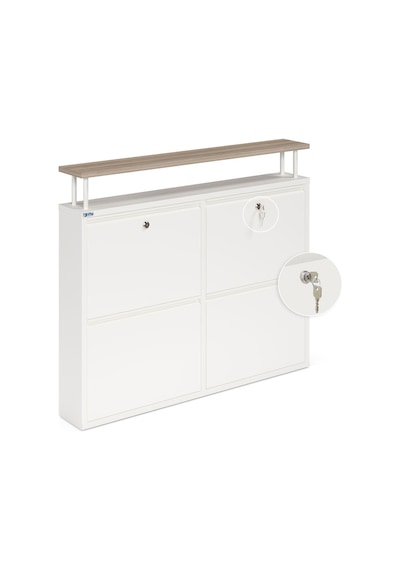 Ceha Kilitli Tablalı 4'lü Metal Ayakkabılık - Beyaz K.AYK-2.4/T/P 9010/KL Ceha Kilitli Tablalı 4'lü Metal Ayakkabılık - Beyaz K.AYK-2.4/T/P 9010/KL