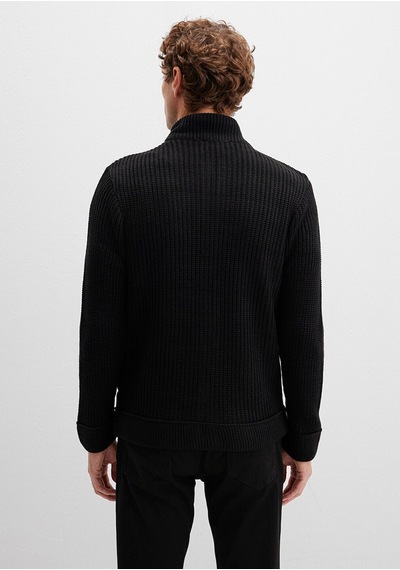 Mavi Fermuarlı Siyah Triko Hırka Slim Fit / Dar Kesim 070697-900 No Color