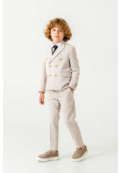 Bys Beystil Sivri Yaka Taş Çocuk Kruvaze Takım Elbise Set -slim Fit