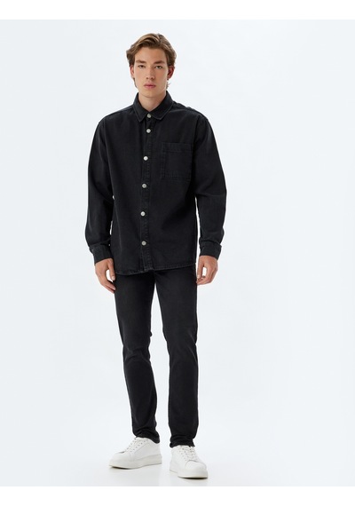 Koton Düğmeli Standart Bel Slim Fit Kot Pantolon - Brad Jean Siyah 5wam40057ıd Siyah