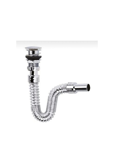 Krom Basmalı Sifon -körüklü Sifon Bas Stoplu Lavabo Mutfak Sifonu