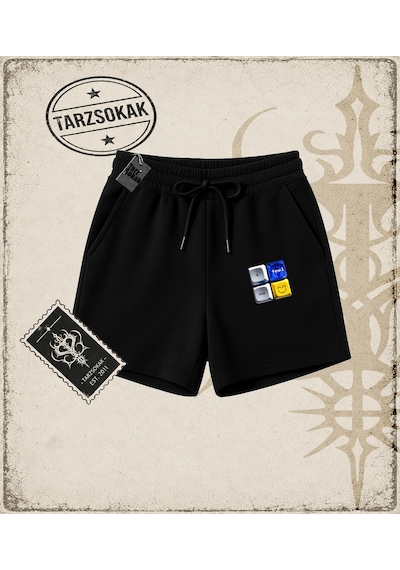 Tarzsokak Gotik & Grunge Streetwear Keycap 1 Unisex Şort Siyah