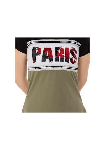 Toontoy Kids Toontoy Kız Çocuk T-shirt Paris Pul Nakış Haki
