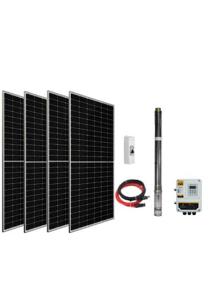 110 V Volt 2 Hp 1.5 Kw 1500 W Watt Dc Kademeli Dalgıç Solar Pompa 2200 Watt Güneş Paneli Solar Sulama Paket Sistem