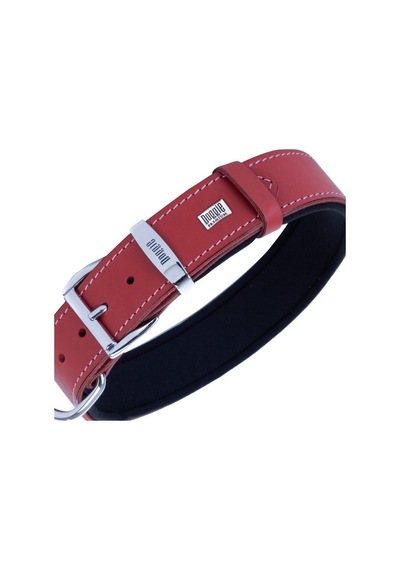 Doggie Konforlu Deri El Yapımı Köpek Boyun Tasması 3.5 x 52-60 CM Kırmızı