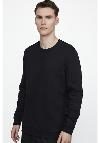 Tudors Pamuk Bisiklet Yaka Basıc Unisex Siyah Sweatshirt 26562 Siyah