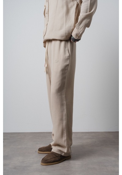Respire Erkek R Nakışlı Müslin Baggy Pantolon Bej