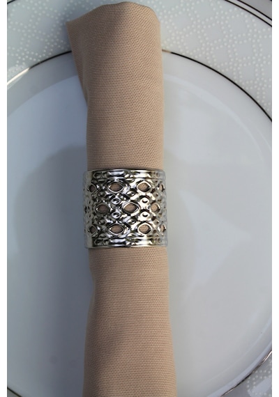 6 Adet Silver Venus Luxury Metal Peçete Halkası