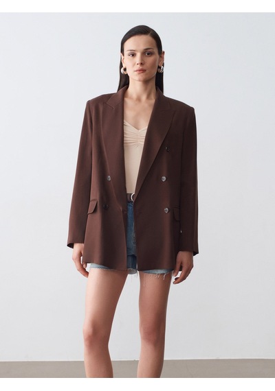 Dilvin 60804 %100 Lyocell Blazer Ceket-kahve