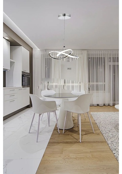 Power Led Avize Mutfak Koridor Çocuk Oturma Yatak Odası 3 Renk Gün Işığı-beyaz-sarı Işık -krom Gövde Krom