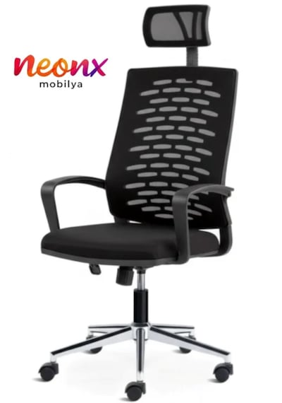 Neonx Phonix Başlıklı Çalışma Koltuğu Ofis Koltuğu Çalışma Sandalyesi Siyah