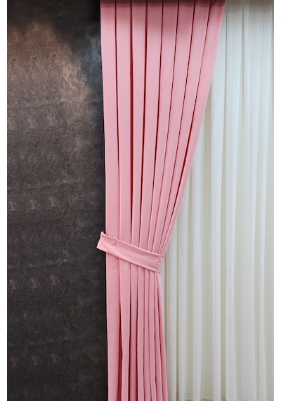 Mosso Fon Perde Düz Renk Pembe