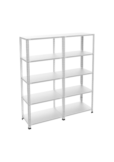 Raf Burada  5 Katlı Duble Galvaniz Çelik Raf - Depo, Arşiv, Kiler, Dosya, Market Rafı-31x75 cm-100 cm-0.70 mm