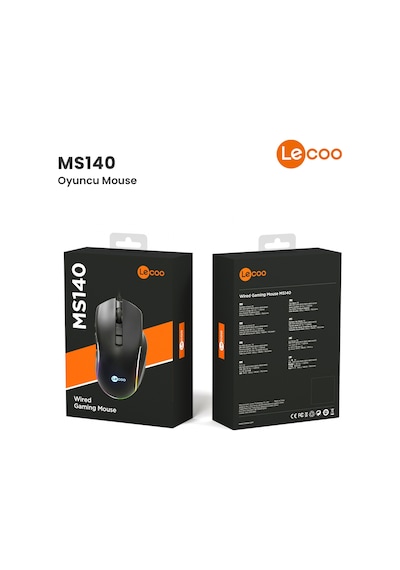 Lecoo MS140 Kablolu 6400DPI 10 Makro Tuşlu RGB LED Gaming Optik Mouse
