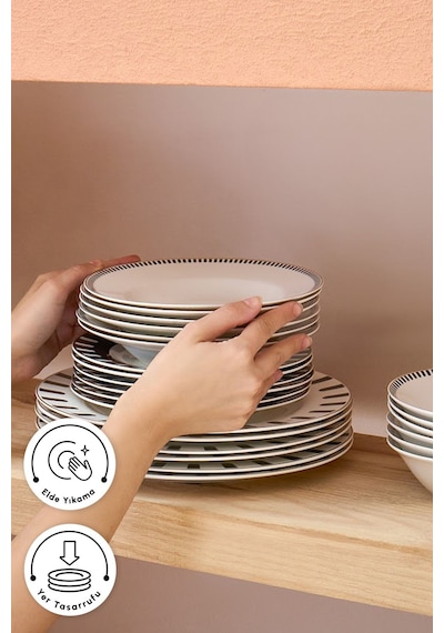 Karaca  Elegance Bone 50.Yıl İmza Koleksiyonu Kore 24 Parça 6 Kişilik Yemek Takımı
