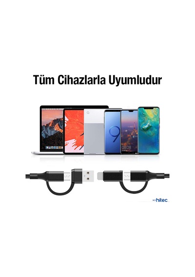 Schitec 4in1 Type-c Usb Lightning Type-c Çıkışlı Şarj Kablosu