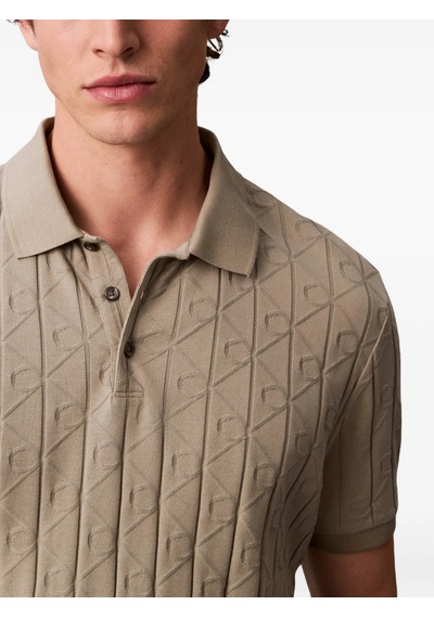 Calvin Klein Lv04le203g Ss Dbl Mercerized Emblem Jacquar Erkek Polo Tişört Bej